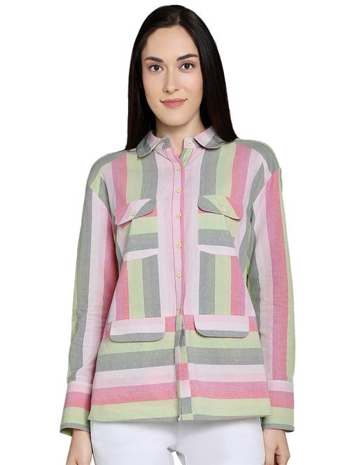 flap pocket striped shirt - 16878951 - Standard Image - 1