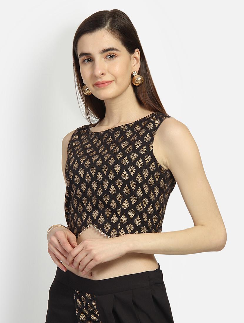 gold printed blouse - 16879425 - Zoom Image - 2