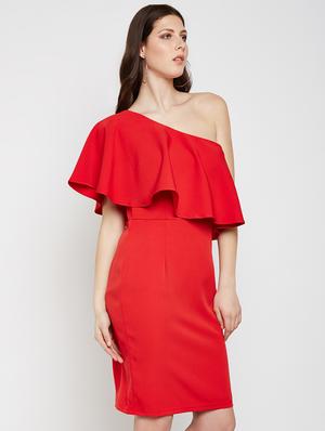 single ruffle shoulder bodycon dress - 16879573 - Standard Image - 2