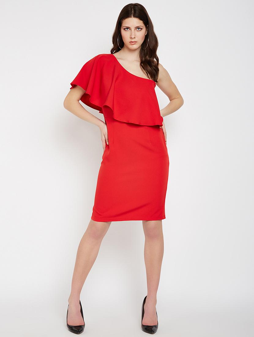 single ruffle shoulder bodycon dress - 16879573 - Zoom Image - 4
