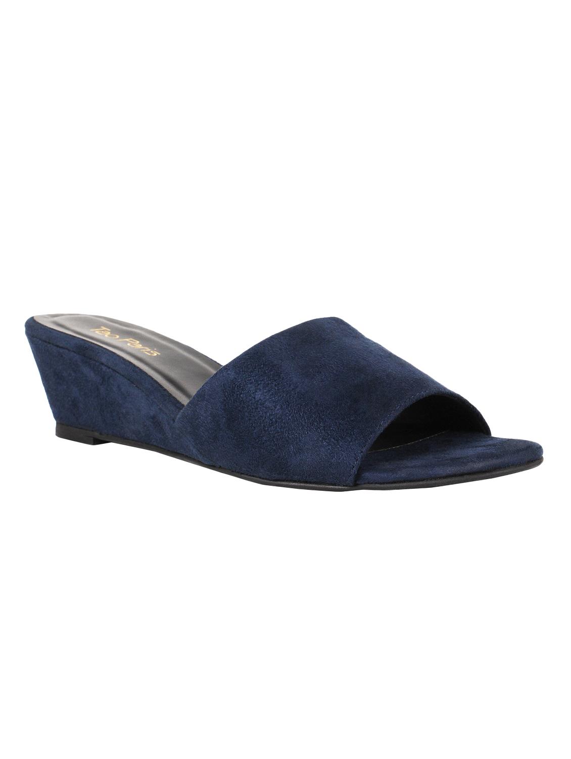 navy slip on wedges - 16879661 - Zoom Image - 1