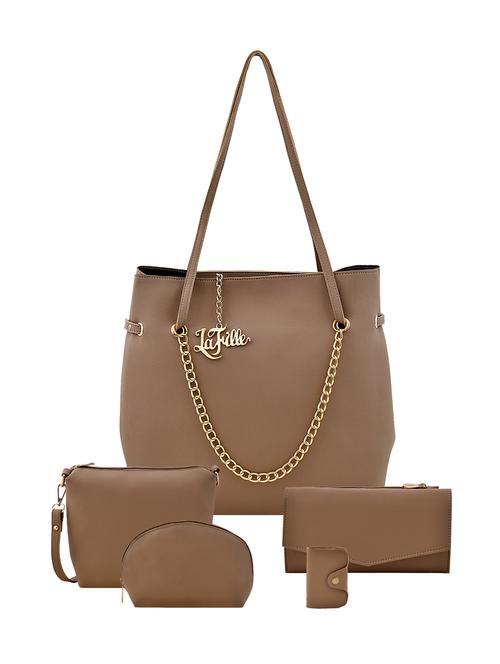 beige leatherette combo handbag - 16880245 - Standard Image - 1