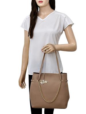 beige leatherette combo handbag - 16880245 - Standard Image - 5