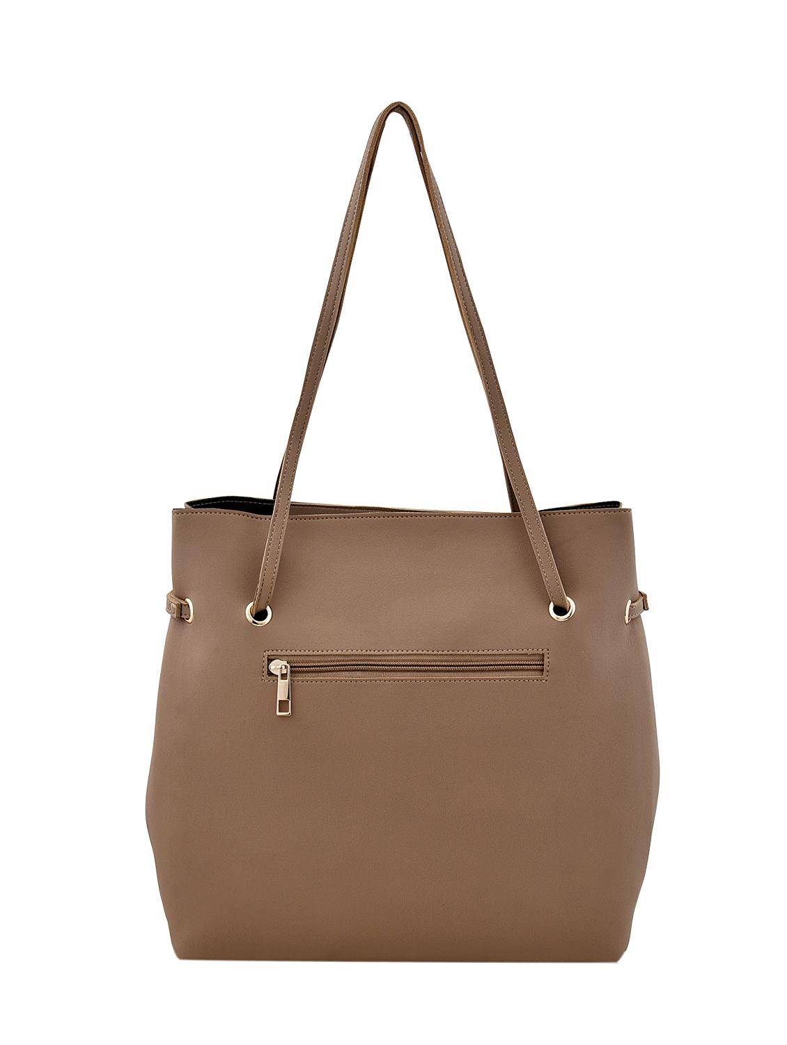 beige leatherette combo handbag - 16880245 - Zoom Image - 2