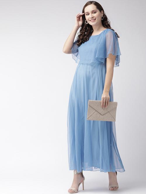 cape sleeved solid maxi dress - 16880266 - Very Small Image - 1