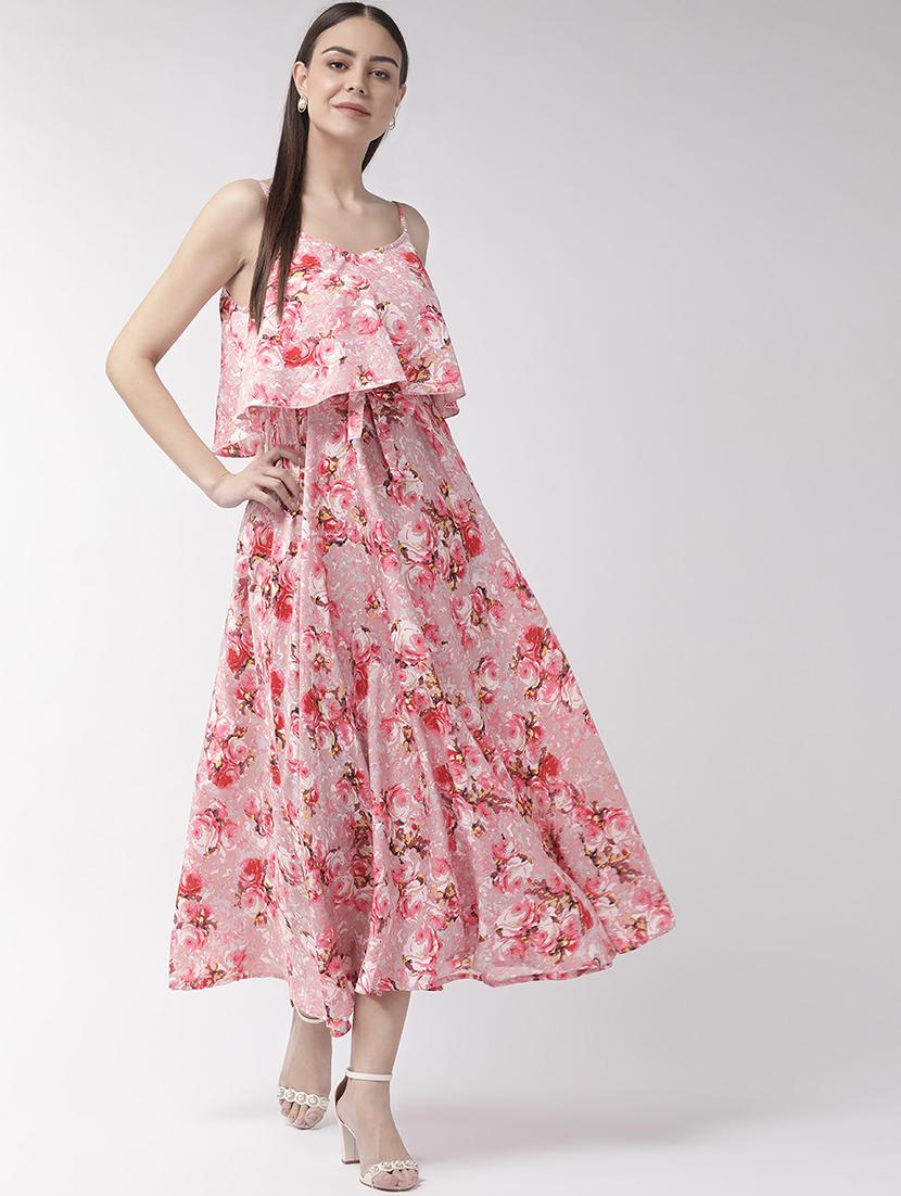 tie front layered floral maxi dress - 16880279 - Zoom Image - 1