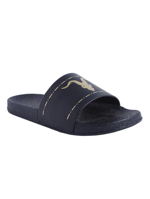 black leatherette slip on flip flops - 16880352 - Standard Image - 1
