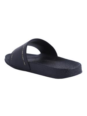 black leatherette slip on flip flops - 16880352 - Standard Image - 3
