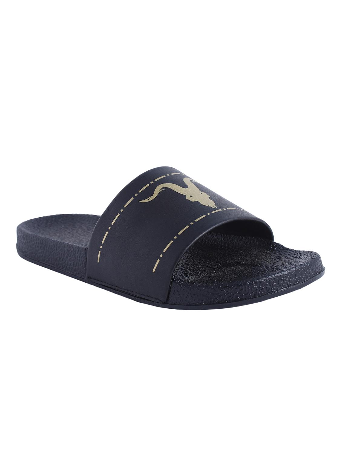 black leatherette slip on flip flops - 16880352 - Zoom Image - 1