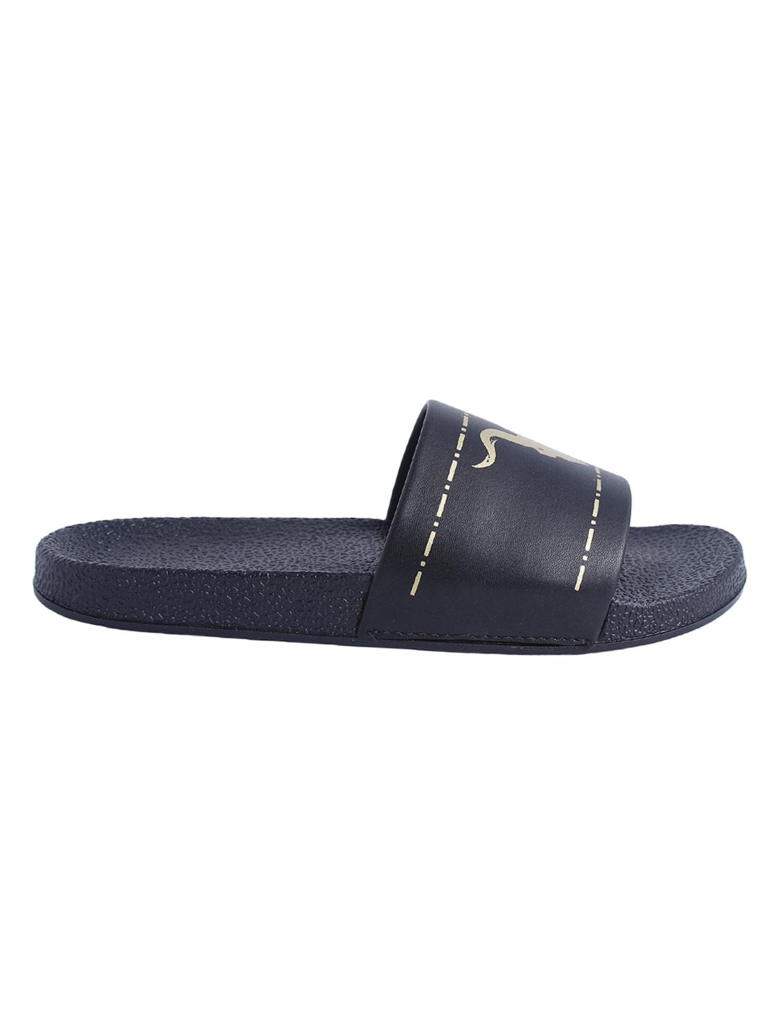 black leatherette slip on flip flops - 16880352 - Zoom Image - 2