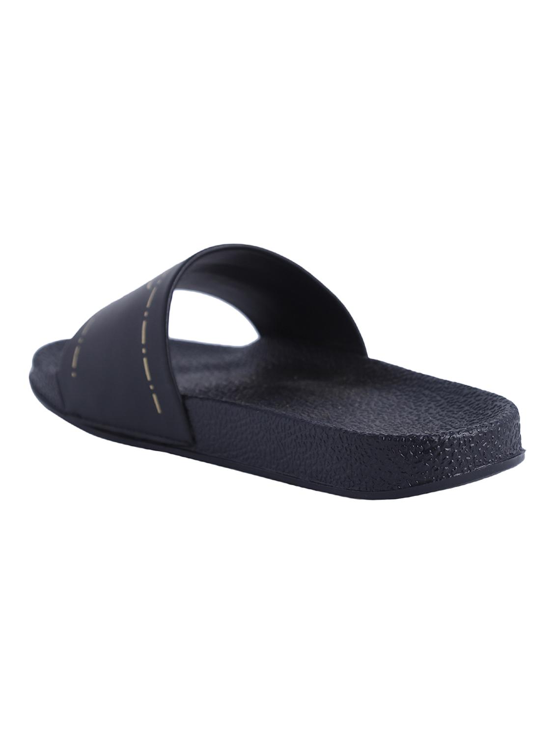 black leatherette slip on flip flops - 16880352 - Zoom Image - 3