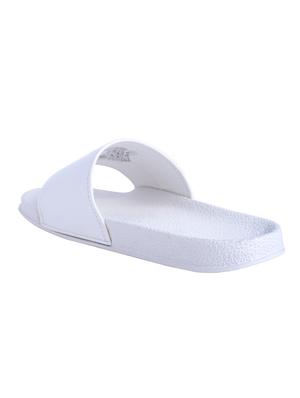 white leatherette slip on flip flops - 16880356 - Standard Image - 3