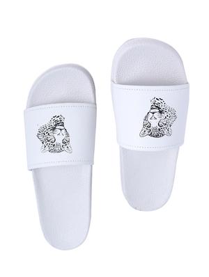 white leatherette slip on flip flops - 16880356 - Standard Image - 4