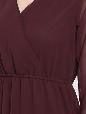 overlap neck fit & flare maxi dress - 16880485 - Standard Image - 5