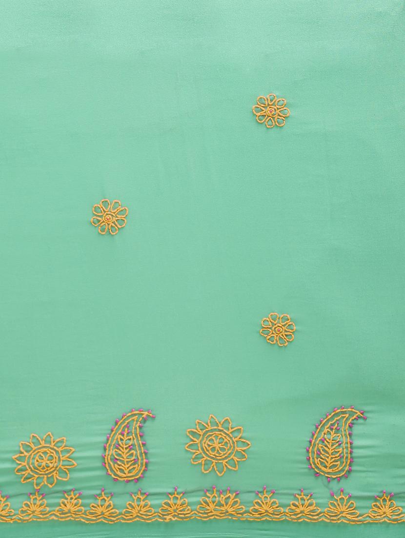 embroidered chikankari saree with blouse - 16881059 - Zoom Image - 4