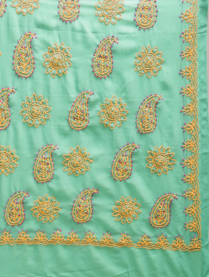 embroidered chikankari saree with blouse - 16881059 - Zoom Image - 5