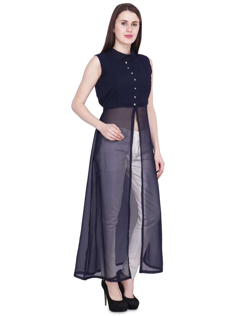 tie back front slit maxi tunic - 16881085 - Zoom Image - 2