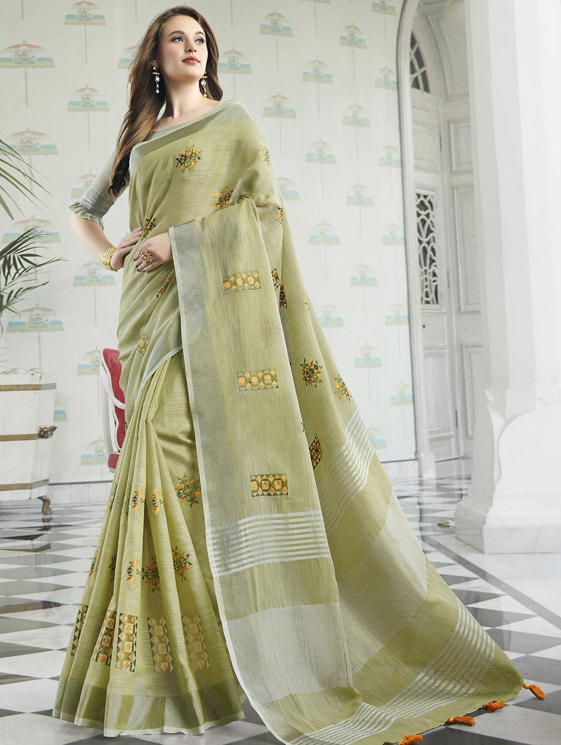 self design embroidered saree with blouse - 16881188 - Zoom Image - 1