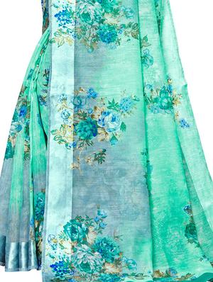 floral printed saree with blouse - 16881379 - Standard Image - 3