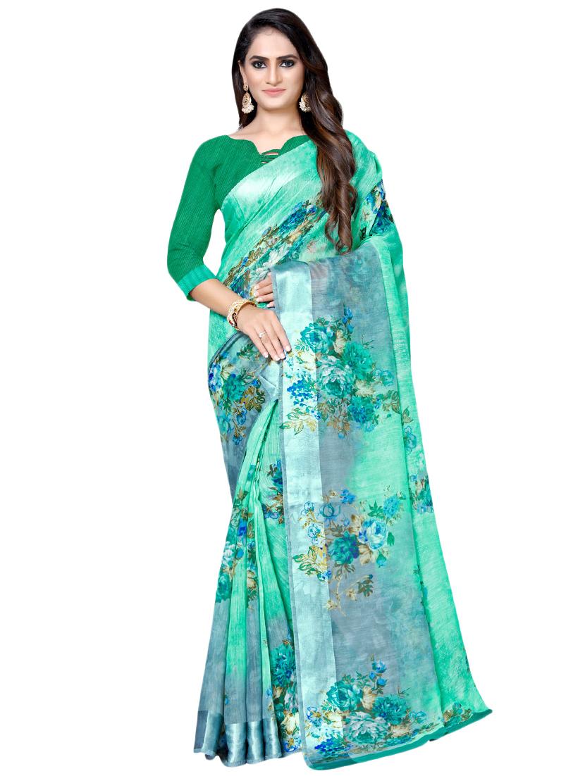floral printed saree with blouse - 16881379 - Zoom Image - 1