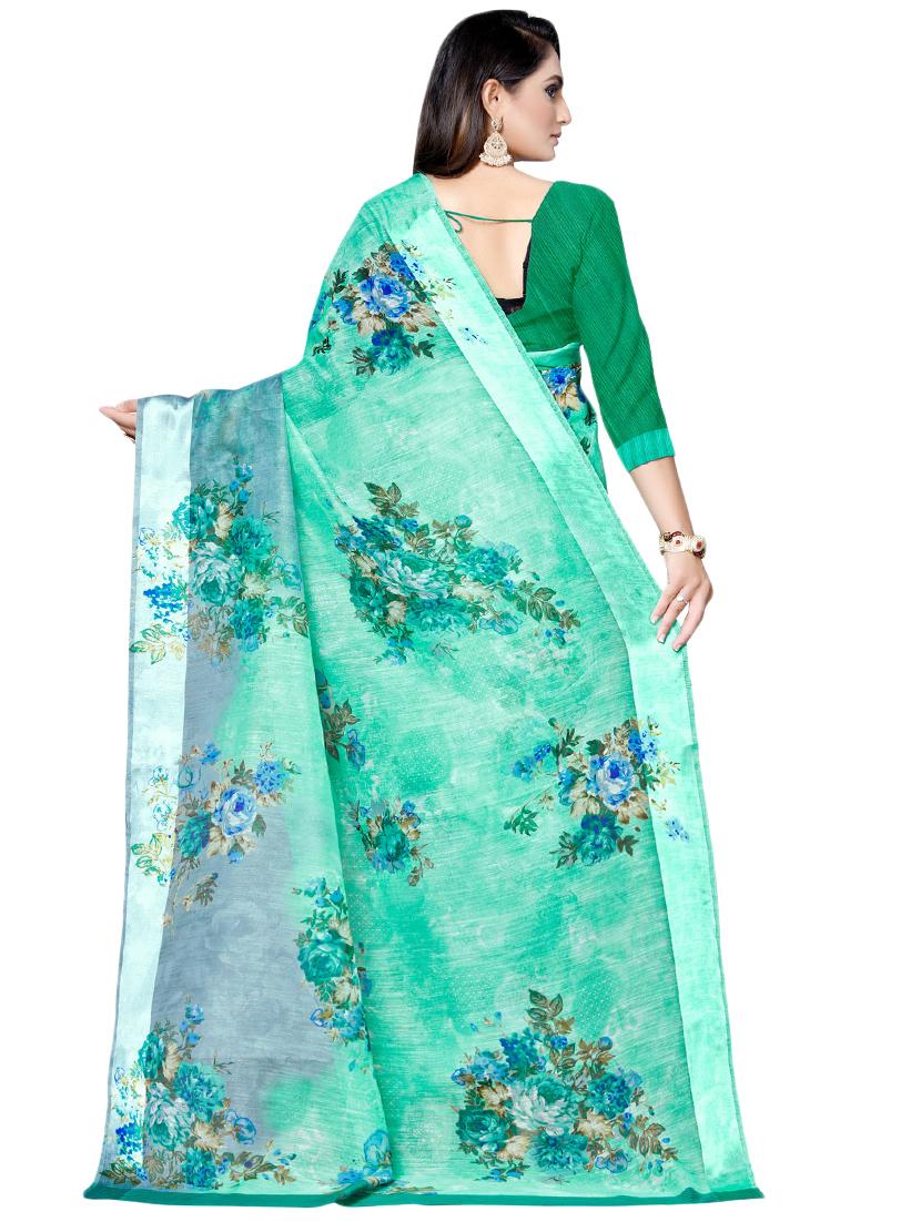 floral printed saree with blouse - 16881379 - Zoom Image - 2