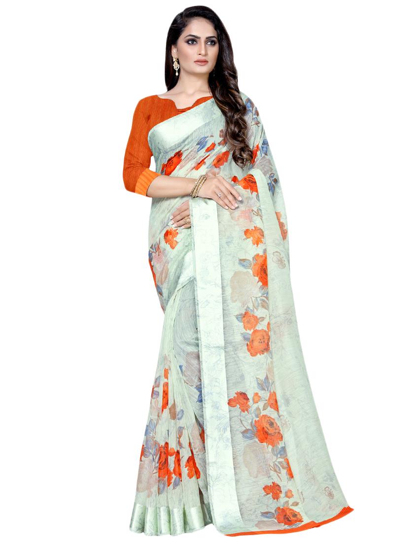 floral printed saree with blouse - 16881383 - Zoom Image - 1