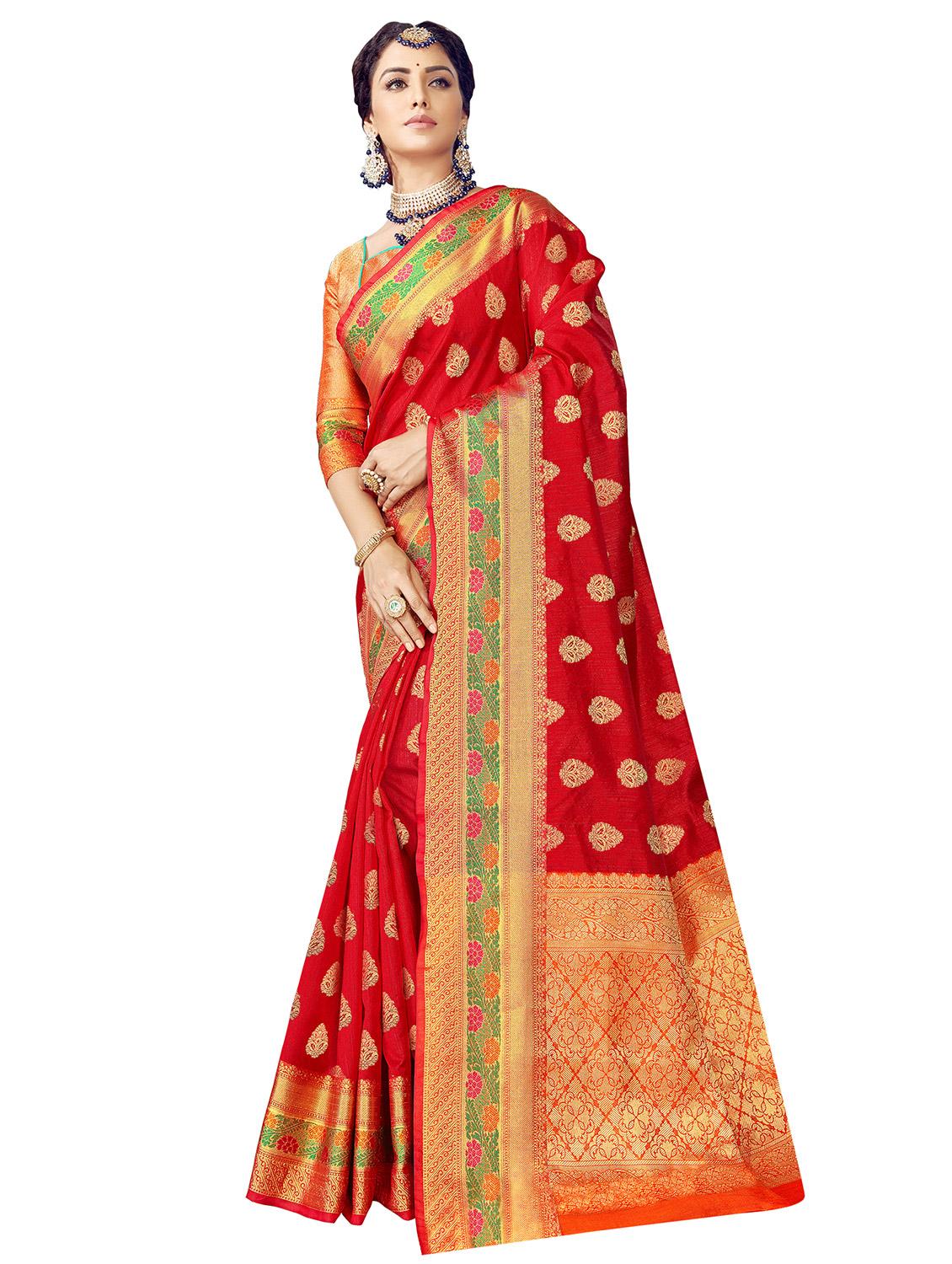 self design banarasi saree with blouse - 16881924 - Zoom Image - 1