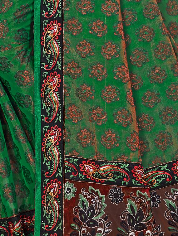 paisley embroidered saree with blouse - 16882031 - Zoom Image - 2
