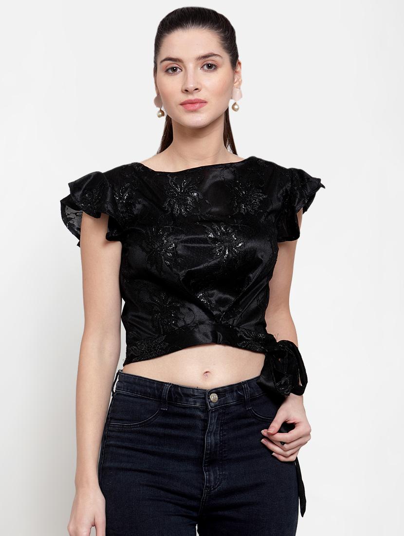 tie knot embellished crop top - 16882480 - Zoom Image - 1