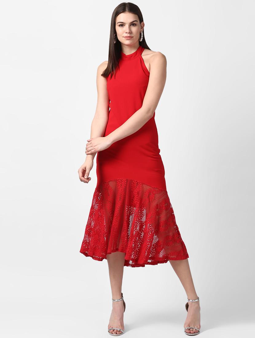 halter neck laced hem a-line dress - 16882550 - Zoom Image - 1