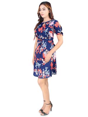 side tie up sleeves floral a-line dress - 16883014 - Standard Image - 2