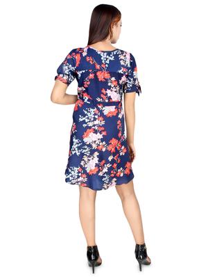 side tie up sleeves floral a-line dress - 16883014 - Standard Image - 3