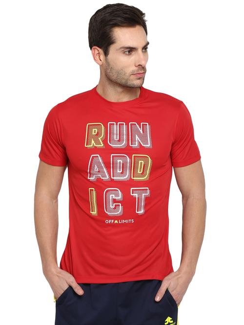red typographic chest print t-shirt - 16883122 - Standard Image - 1