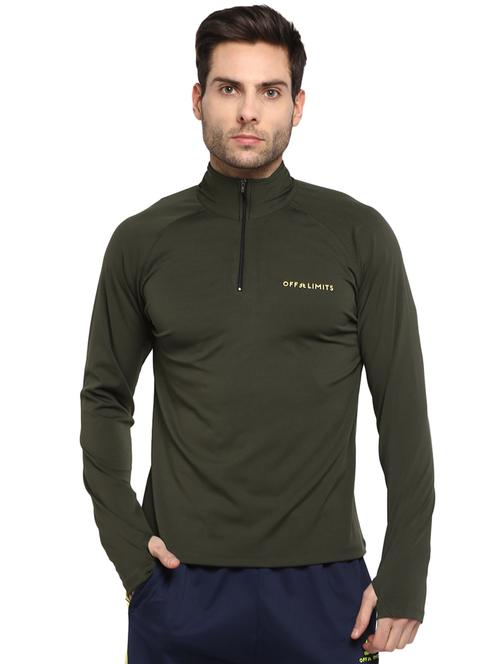 green solid thumb hole t-shirt - 16883166 - Standard Image - 1