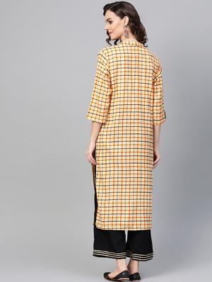 checkered kurta palazzo set - 16883445 - Standard Image - 3