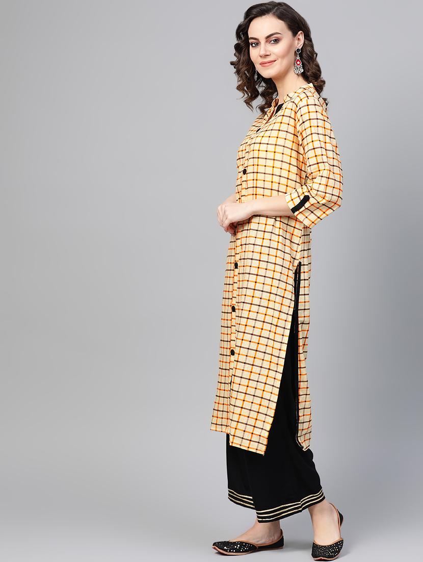 checkered kurta palazzo set - 16883445 - Zoom Image - 2