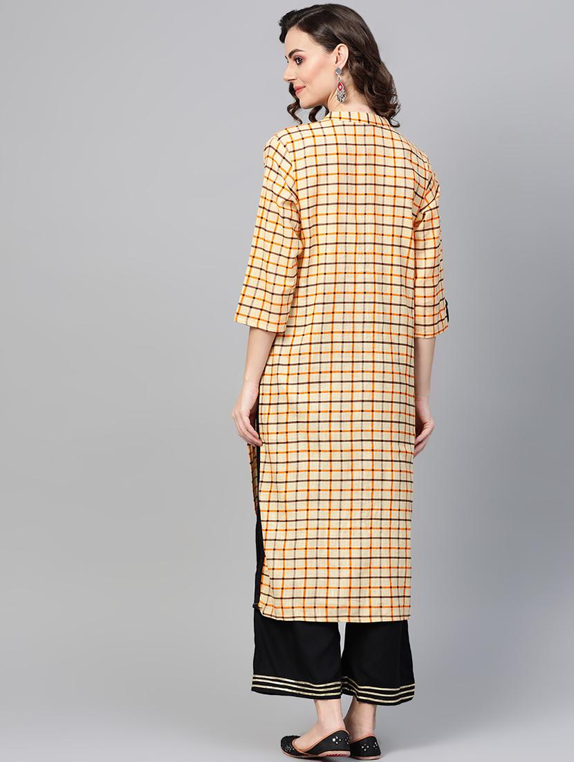 checkered kurta palazzo set - 16883445 - Zoom Image - 3