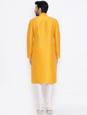 yellow solid kurta pyjama set - 16883475 - Standard Image - 3