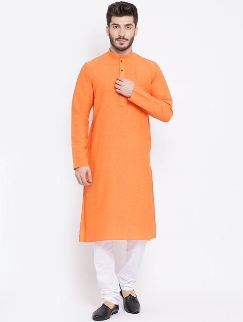 orange solid kurta pyjama set - 16883479 - Standard Image - 1