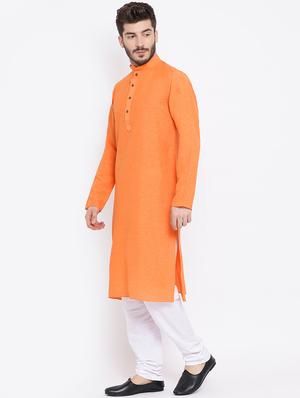 orange solid kurta pyjama set - 16883479 - Standard Image - 2