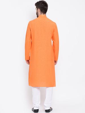 orange solid kurta pyjama set - 16883479 - Standard Image - 3