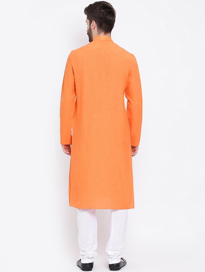 orange solid kurta pyjama set - 16883479 - Zoom Image - 3