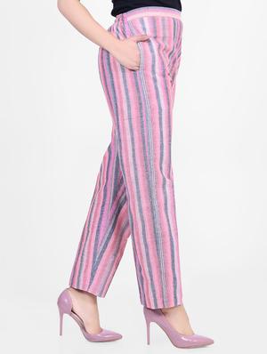 high rise striped flat front trousers trouser - 16883500 - Standard Image - 2