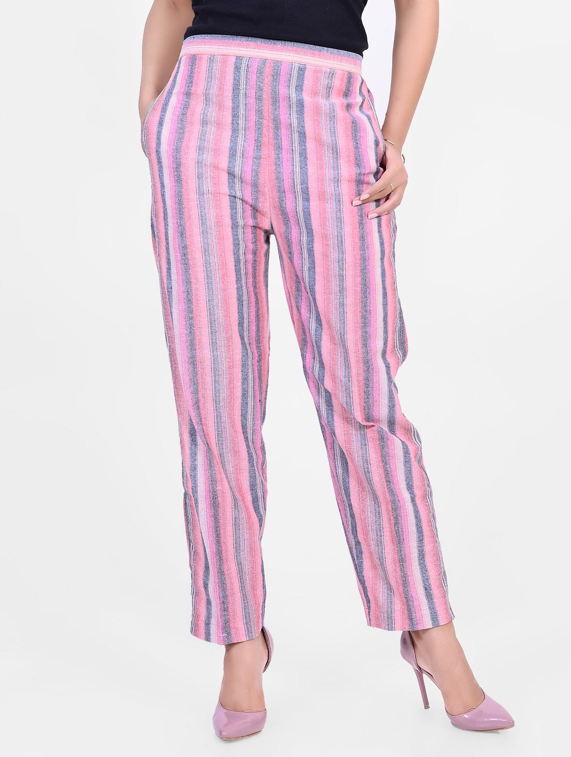 high rise striped flat front trousers trouser - 16883500 - Zoom Image - 1
