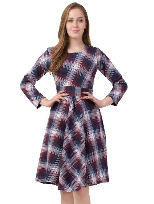 tie back checkered a-line dress - 16883593 - Standard Image - 1