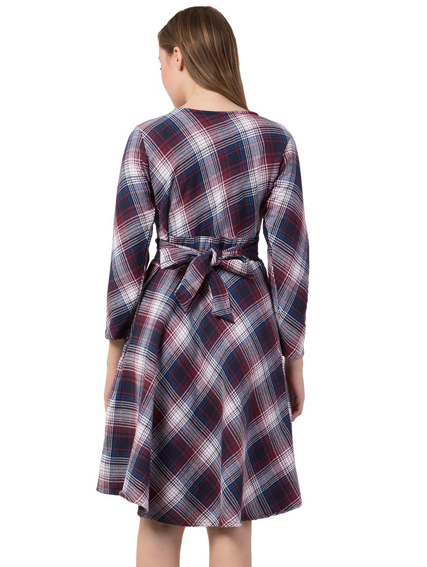 tie back checkered a-line dress - 16883593 - Zoom Image - 3