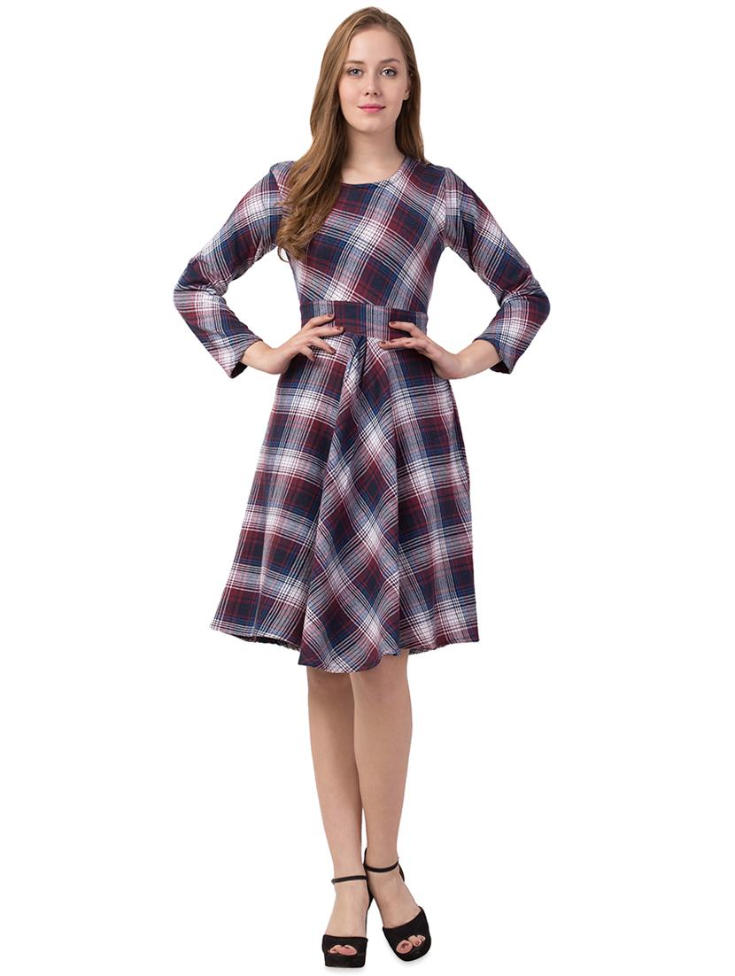 tie back checkered a-line dress - 16883593 - Zoom Image - 4