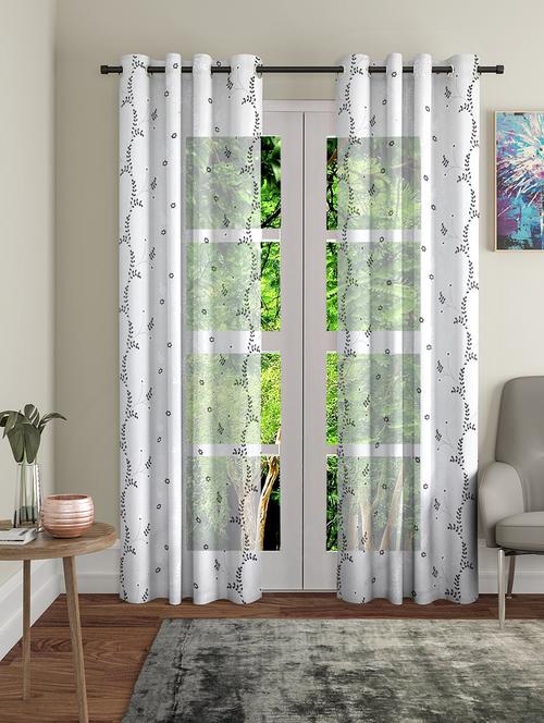 embroidery white polyester long door curtains set of 2 - 16883625 - Standard Image - 1
