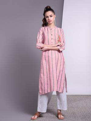 striped straight kurta - 16883700 - Standard Image - 2