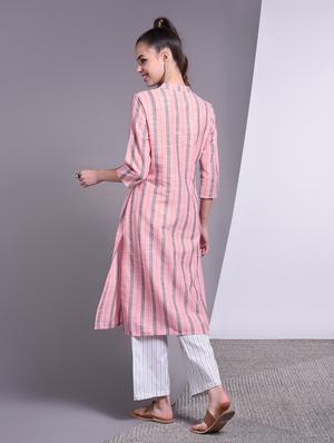 striped straight kurta - 16883700 - Standard Image - 4